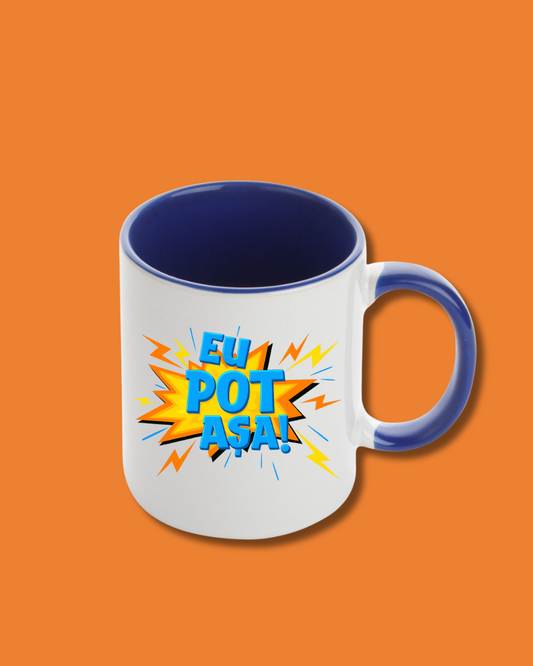 Cană Orange Blue | "Eu pot așa"