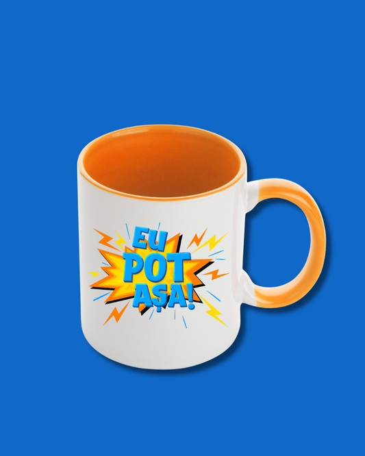 Cană Orange Blue | "Eu pot așa"